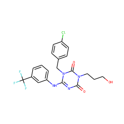 O=c1nc(Nc2cccc(C(F)(F)F)c2)n(Cc2ccc(Cl)cc2)c(=O)n1CCCO ZINC000200508033