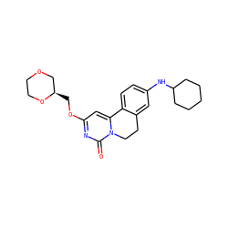 O=c1nc(OC[C@@H]2COCCO2)cc2n1CCc1cc(NC3CCCCC3)ccc1-2 ZINC000142869502