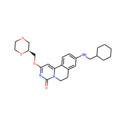 O=c1nc(OC[C@@H]2COCCO2)cc2n1CCc1cc(NCC3CCCCC3)ccc1-2 ZINC000143030678