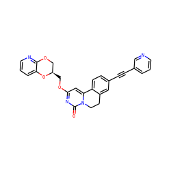 O=c1nc(OC[C@@H]2COc3ncccc3O2)cc2n1CCc1cc(C#Cc3cccnc3)ccc1-2 ZINC000219818944