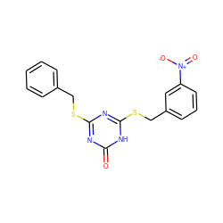 O=c1nc(SCc2ccccc2)nc(SCc2cccc([N+](=O)[O-])c2)[nH]1 ZINC000072124868