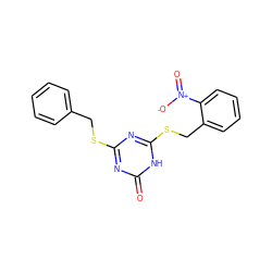 O=c1nc(SCc2ccccc2)nc(SCc2ccccc2[N+](=O)[O-])[nH]1 ZINC000072124726