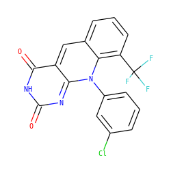 O=c1nc2n(-c3cccc(Cl)c3)c3c(C(F)(F)F)cccc3cc-2c(=O)[nH]1 ZINC000096286451