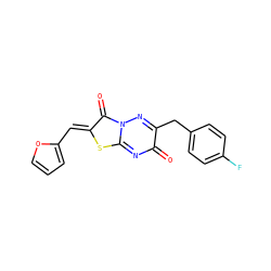 O=c1nc2s/c(=C\c3ccco3)c(=O)n2nc1Cc1ccc(F)cc1 ZINC000002211371