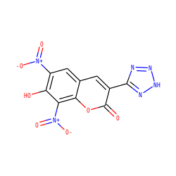 O=c1oc2c([N+](=O)[O-])c(O)c([N+](=O)[O-])cc2cc1-c1nn[nH]n1 ZINC001772620403
