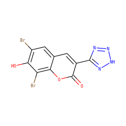 O=c1oc2c(Br)c(O)c(Br)cc2cc1-c1nn[nH]n1 ZINC000725326901