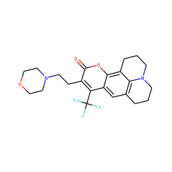 O=c1oc2c3c4c(cc2c(C(F)(F)F)c1CCN1CCOCC1)CCCN4CCC3 ZINC000002278505