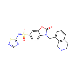 O=c1oc2cc(S(=O)(=O)Nc3ncns3)ccc2n1Cc1cccc2c1CNCC2 ZINC000205454854