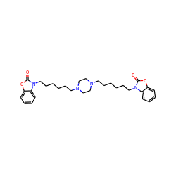 O=c1oc2ccccc2n1CCCCCCN1CCN(CCCCCCn2c(=O)oc3ccccc32)CC1 ZINC000144129740