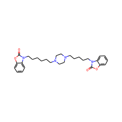 O=c1oc2ccccc2n1CCCCCCN1CCN(CCCCCn2c(=O)oc3ccccc32)CC1 ZINC000473084668