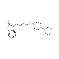 O=c1oc2ccccc2n1CCCCCN1CCN(C2CCCCC2)CC1 ZINC000029134417