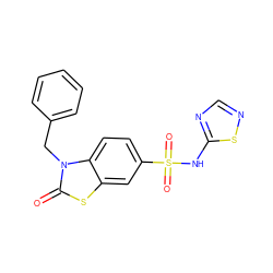 O=c1sc2cc(S(=O)(=O)Nc3ncns3)ccc2n1Cc1ccccc1 ZINC001772648609