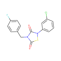 O=c1sn(-c2cccc(Cl)c2)c(=O)n1Cc1ccc(F)cc1 ZINC000084669667