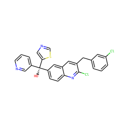 O[C@@](c1cccnc1)(c1ccc2nc(Cl)c(Cc3cccc(Cl)c3)cc2c1)c1cncs1 ZINC001772621799