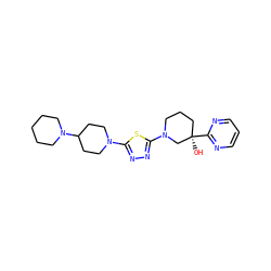 O[C@@]1(c2ncccn2)CCCN(c2nnc(N3CCC(N4CCCCC4)CC3)s2)C1 ZINC000084651872