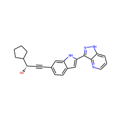 O[C@@H](C#Cc1ccc2cc(-c3n[nH]c4cccnc34)[nH]c2c1)C1CCCC1 ZINC000066075376