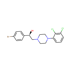 O[C@@H](CN1CCN(c2cccc(Cl)c2Cl)CC1)c1ccc(Br)cc1 ZINC000209582136