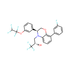 O[C@@H](CN1c2cccc(-c3cccc(F)c3)c2OC[C@@H]1c1cccc(OC(F)(F)C(F)F)c1)C(F)(F)F ZINC000049763211