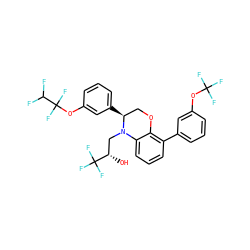O[C@@H](CN1c2cccc(-c3cccc(OC(F)(F)F)c3)c2OC[C@@H]1c1cccc(OC(F)(F)C(F)F)c1)C(F)(F)F ZINC000049766464