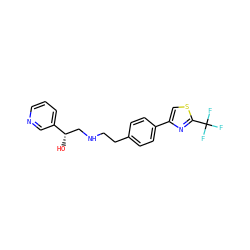 O[C@@H](CNCCc1ccc(-c2csc(C(F)(F)F)n2)cc1)c1cccnc1 ZINC000028958907