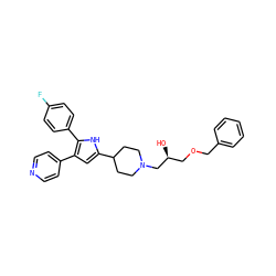O[C@@H](COCc1ccccc1)CN1CCC(c2cc(-c3ccncc3)c(-c3ccc(F)cc3)[nH]2)CC1 ZINC000028528050