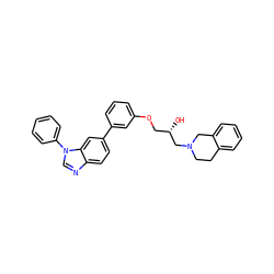 O[C@@H](COc1cccc(-c2ccc3ncn(-c4ccccc4)c3c2)c1)CN1CCc2ccccc2C1 ZINC000218390994