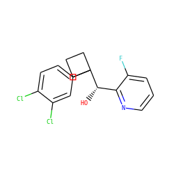 O[C@@H](c1ncccc1F)C1(c2ccc(Cl)c(Cl)c2)CCC1 ZINC000653822851