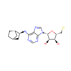 O[C@@H]1[C@@H](CS)O[C@@H](n2cnc3c(N[C@H]4C[C@H]5CC[C@H]4C5)ncnc32)[C@@H]1O ZINC000101144418