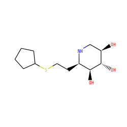 O[C@@H]1[C@@H](O)[C@@H](CCSC2CCCC2)NC[C@H]1O ZINC000084731746