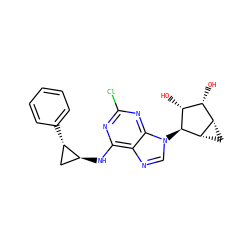 O[C@@H]1[C@H](O)[C@@H]2C[C@@H]2[C@H]1n1cnc2c(N[C@H]3C[C@@H]3c3ccccc3)nc(Cl)nc21 ZINC000045496206