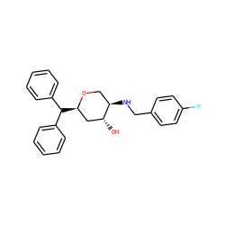 O[C@@H]1C[C@@H](C(c2ccccc2)c2ccccc2)OC[C@H]1NCc1ccc(F)cc1 ZINC000013648548
