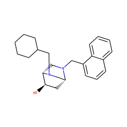 O[C@@H]1C[C@@H]2CN(CC3CCCCC3)[C@H]1CN2Cc1cccc2ccccc12 ZINC000653887867