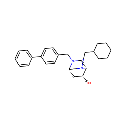 O[C@@H]1C[C@H]2CN(CC3CCCCC3)[C@@H]1CN2Cc1ccc(-c2ccccc2)cc1 ZINC000653858609