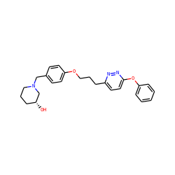 O[C@@H]1CCCN(Cc2ccc(OCCCc3ccc(Oc4ccccc4)nn3)cc2)C1 ZINC000473111388