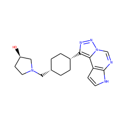 O[C@@H]1CCN(C[C@H]2CC[C@@H](c3nnn4cnc5[nH]ccc5c34)CC2)C1 ZINC001772645079