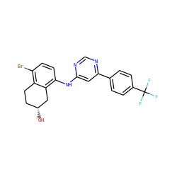 O[C@@H]1CCc2c(Br)ccc(Nc3cc(-c4ccc(C(F)(F)F)cc4)ncn3)c2C1 ZINC000029127338