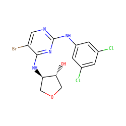 O[C@@H]1COC[C@H]1Nc1nc(Nc2cc(Cl)cc(Cl)c2)ncc1Br ZINC000095596286