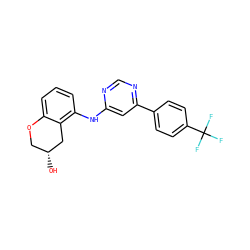 O[C@@H]1COc2cccc(Nc3cc(-c4ccc(C(F)(F)F)cc4)ncn3)c2C1 ZINC000029127263