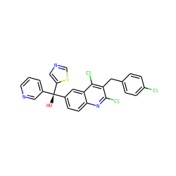 O[C@](c1cccnc1)(c1ccc2nc(Cl)c(Cc3ccc(Cl)cc3)c(Cl)c2c1)c1cncs1 ZINC000219569686