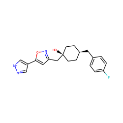 O[C@]1(Cc2cc(-c3cn[nH]c3)on2)CC[C@H](Cc2ccc(F)cc2)CC1 ZINC001772607865