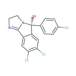 O[C@]1(c2ccc(Cl)cc2)c2cc(Cl)c(Cl)cc2C2=NCCN21 ZINC000013491092