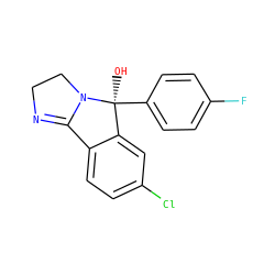 O[C@]1(c2ccc(F)cc2)c2cc(Cl)ccc2C2=NCCN21 ZINC000013760553