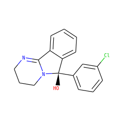O[C@]1(c2cccc(Cl)c2)c2ccccc2C2=NCCCN21 ZINC000013760571