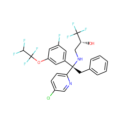 O[C@H](CN[C@@](Cc1ccccc1)(c1cc(F)cc(OC(F)(F)C(F)F)c1)c1ccc(Cl)cn1)C(F)(F)F ZINC000115422517