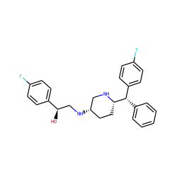 O[C@H](CN[C@H]1CC[C@@H]([C@@H](c2ccccc2)c2ccc(F)cc2)NC1)c1ccc(F)cc1 ZINC000029056593