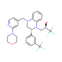 O[C@H](CN1c2ccccc2N(Cc2ccnc(N3CCOCC3)c2)C[C@H]1c1cccc(C(F)(F)F)c1)C(F)(F)F ZINC000207733281