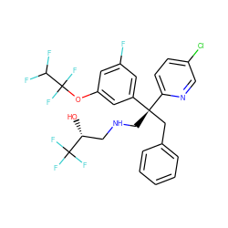 O[C@H](CNC[C@@](Cc1ccccc1)(c1cc(F)cc(OC(F)(F)C(F)F)c1)c1ccc(Cl)cn1)C(F)(F)F ZINC000043196018