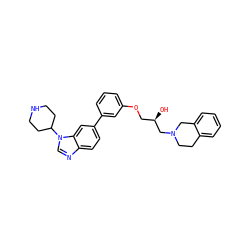 O[C@H](COc1cccc(-c2ccc3ncn(C4CCNCC4)c3c2)c1)CN1CCc2ccccc2C1 ZINC000219776702