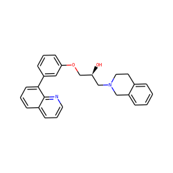 O[C@H](COc1cccc(-c2cccc3cccnc23)c1)CN1CCc2ccccc2C1 ZINC000218398750