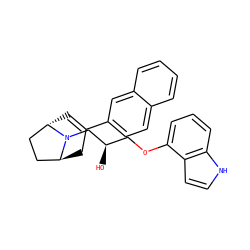 O[C@H](COc1cccc2[nH]ccc12)CN1[C@H]2C=C(c3ccc4ccccc4c3)C[C@H]1CC2 ZINC000101017410